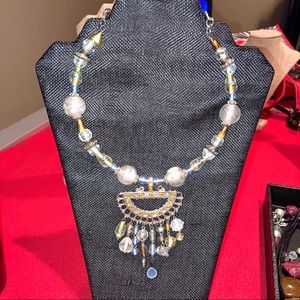 NEW! Statement piece Necklace silver/beads Unique!